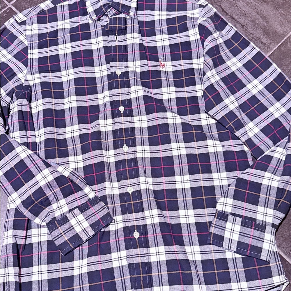 Polo Ralph Lauren Men’s Plaid Shirt - Navy and White